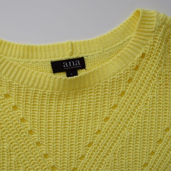 A.N.A BRIGHT YELLOW PERFORATED KNIT SWEATER - Picture 7 of 8